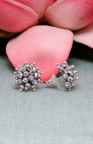 Silver Pyrite Glass Beads Earrings For Women & Girls (Tops) CE-1069