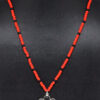 Necklace Of Coral & Spinel Stone Studded Pendant With Stylish Beads - CN-1069