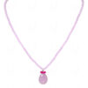 Rose Quartz & Chalcedony Stone Studded Pendant With Chalcedony Beads - CN-1070