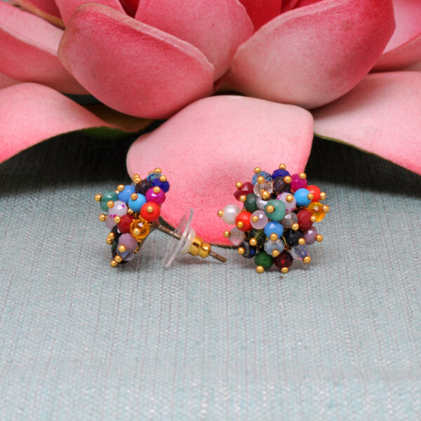 Multi Color Stone Glass Beads Earrings For Women & Girls (Studs) CE-1070