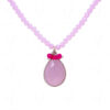 Rose Quartz & Chalcedony Stone Studded Pendant With Chalcedony Beads - CN-1070