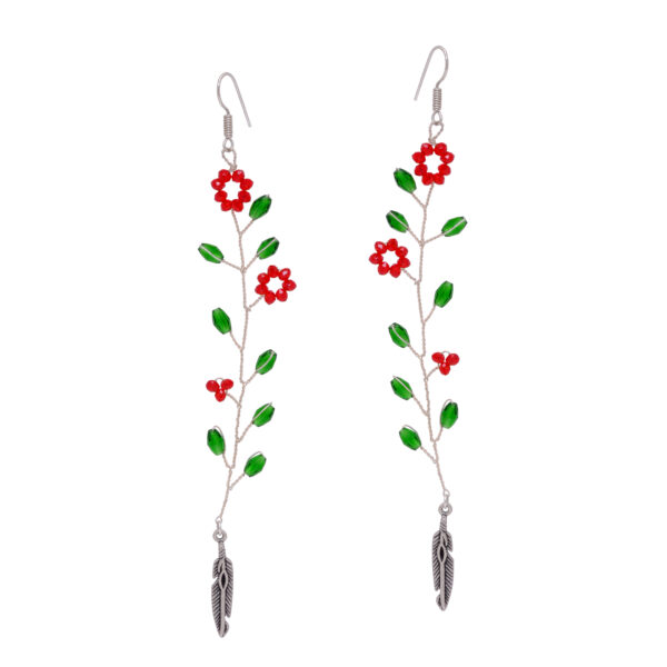 T-Savorite & Ruby Glass Beads Earrings For Women & Girls CE-1071