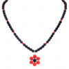 Necklace Of Jasper & Spinel Stone Studded Pendant With Stylish Beads - CN-1071