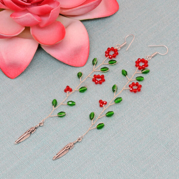 T-Savorite & Ruby Glass Beads Earrings For Women & Girls CE-1071