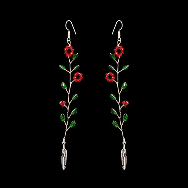T-Savorite & Ruby Glass Beads Earrings For Women & Girls CE-1071