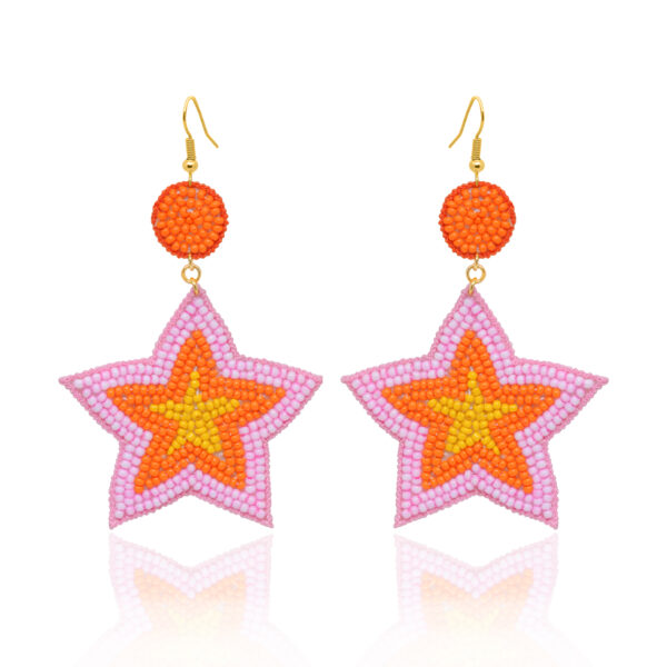 Rose Quartz, Carnelian & Yellow Jasper Glass Beads Earrings For Women CE-1072