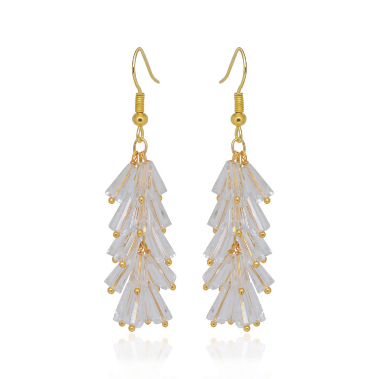 Rock-Crystal Faceted Drop Glass Beads Earrings For Women & Girls CE-1073