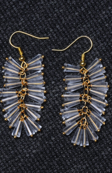 Rock-Crystal Faceted Drop Glass Beads Earrings For Women & Girls CE-1073