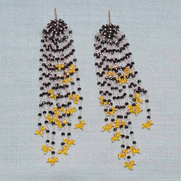 Black Spinel & Yellow Sapphire Glass Beads Earrings For Women & Girls CE-1074