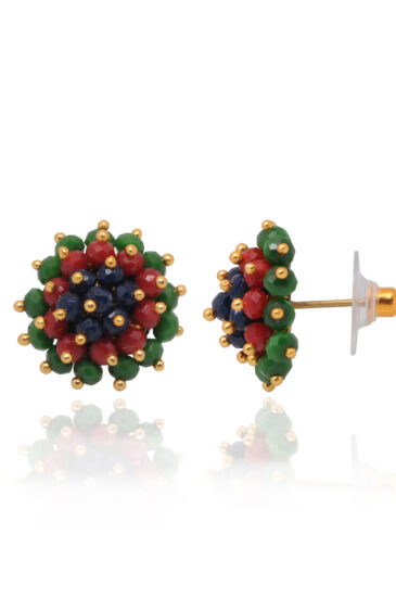 Emerald Ruby Sapphire Glass Beads Earrings For Women & Girls CE-1077