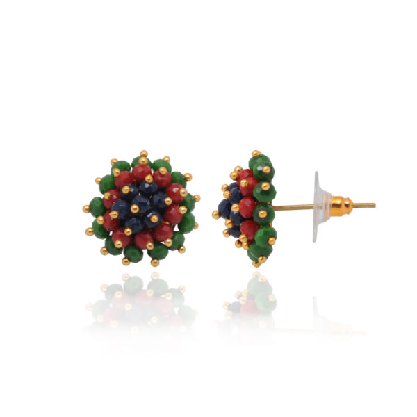 Emerald Ruby Sapphire Glass Beads Earrings For Women & Girls CE-1077