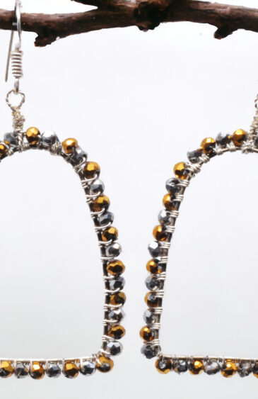 Gehna Jaipur Heart Shape Golden & Silver Pyrite Faceted Bead Earrings In Silver For Women (Silver)