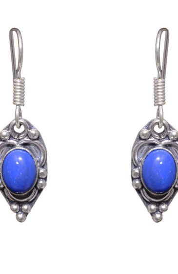 Gehna Jaipur Lapis Lazuli Color Stone Studded Earrings In German Silver  For Girls & Women GE01-1004