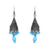 Gehna Jaipur Turquoise Color Zircon Beads Jhumki Earring In Silver For Girls & Women GE03-1005
