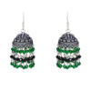 Gehna Jaipur Black Spinal & Emerald Color Zircon Beads Jhumki Earring For Girls & Women GE03-1006