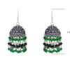 Gehna Jaipur Black Spinal & Emerald Color Zircon Beads Jhumki Earring For Girls & Women GE03-1006 - Image 4