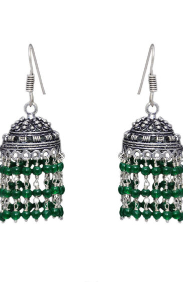 Gehna Jaipur Emerald Green Color Zircon Beads Jhumki Earring For Girls & Women GE03-1007