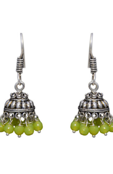 Gehna Jaipur Peridot Color Zircon Beads Jhumki Earring In Silver For Girls & Women GE03-1010