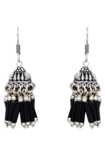 Gehna Jaipur Black Onyx Color Zircon Beads Jhumki Earring For Girls & Women GE03-1011