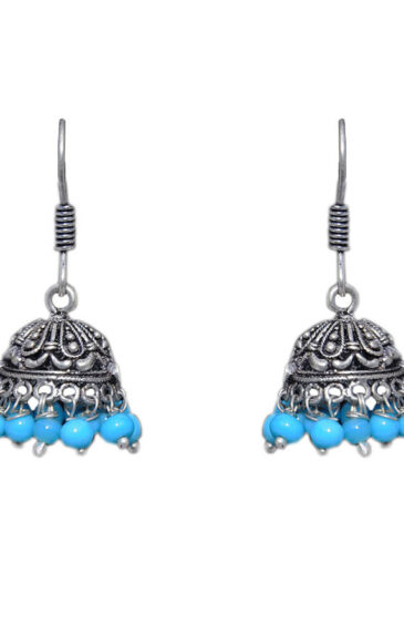 Gehna Jaipur Turquoise Color Zircon Beads Jhumki Earring For Girls & Women GE03-1014