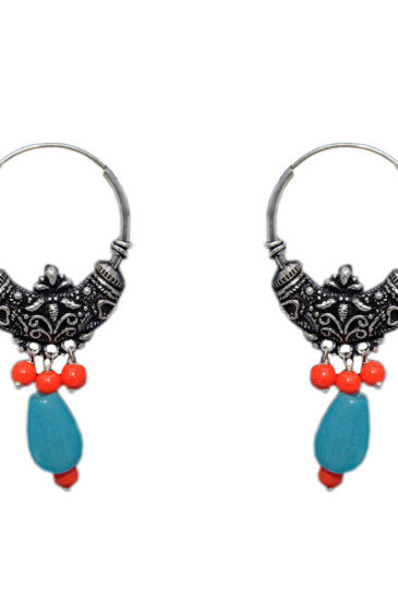 Gehna Jaipur Chalcedony & Red Color Zircon Beads Earring In Silver For Girls & Women GE03-1015