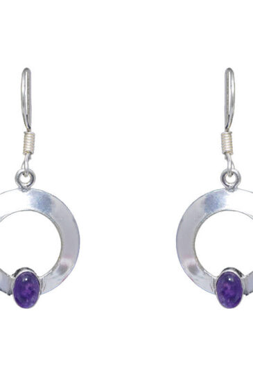 Gehna Jaipur Amethyst Color Stone Earrings In German Silver  For Girls & Women GE01-1016