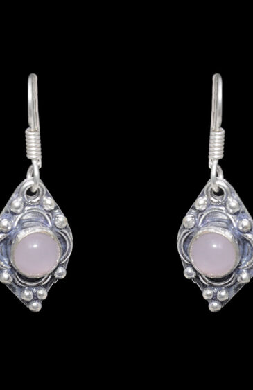 Gehna Jaipur Rose Quartz Color Stone Studded Earrings In German Silver  For Girls & Women GE01-1017