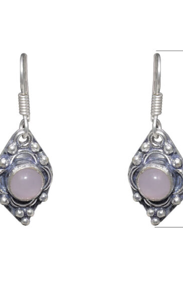 Gehna Jaipur Rose Quartz Color Stone Studded Earrings In German Silver  For Girls & Women GE01-1017