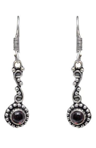 Gehna Jaipur Red Garnet Color Stone Studded Earrings In German Silver  For Girls & Women GE01-1019