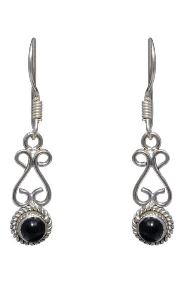 Gehna Jaipur Black Spinel Color Stone Studded Earrings In German Silver  For Girls & Women GE01-1020