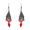 Gehna Jaipur Red Color Zircon Beads Jhumki Earring In Silver For Girls & Women GE03-1020