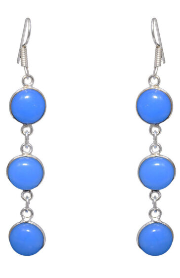 Gehna Jaipur Chalcedony Color Stone Studded Earrings In German Silver  For Girls & Women GE01-1027