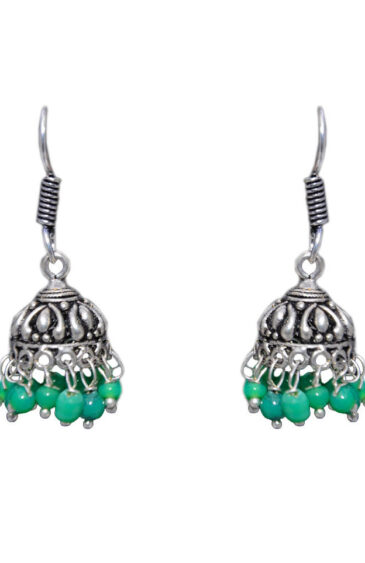 Gehna Jaipur Green Onyx Color Zircon Beads Jhumki Earring For Girls & Women GE03-1027