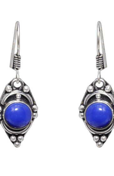 Gehna Jaipur Dumortierite Stone Studded Earrings In German Silver  For Girls & Women GE01-1028