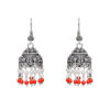 Gehna Jaipur Pearl & Red Jasper Color Zircon Beads Jhumki Earring For Girls & Women GE03-1028