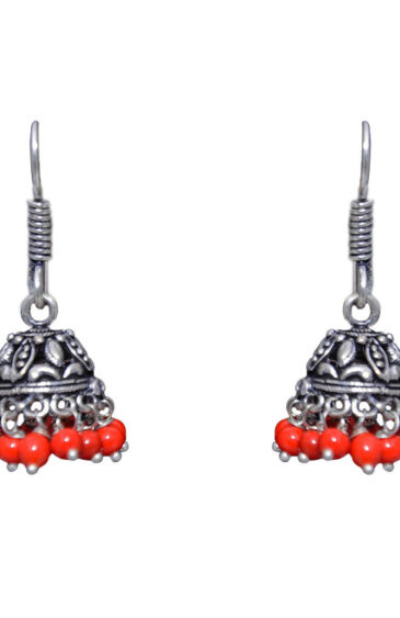 Gehna Jaipur Red Jasper Color Zircon Beads Jhumki  Earring For Girls & Women GE03-1031