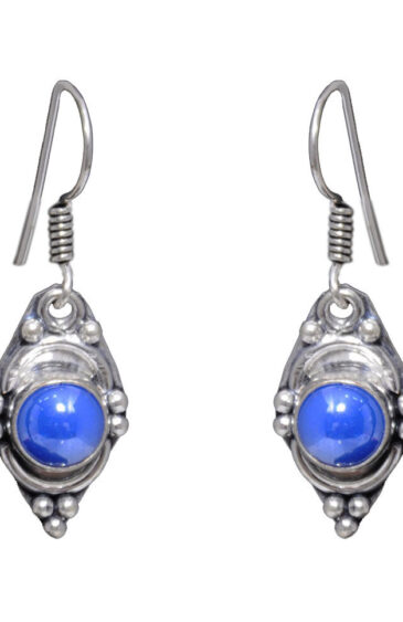 Gehna Jaipur Dumortierite Color Stone Earrings In German Silver  For Girls & Women GE01-1032