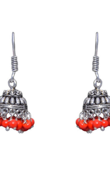 Gehna Jaipur Red Jasper Color Zircon Beads Jhumki  Earring For Girls & Women GE03-1032