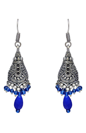 Gehna Jaipur Lapis Color Zircon Beads Jhumki  Earring In Silver For Girls & Women GE03-1034