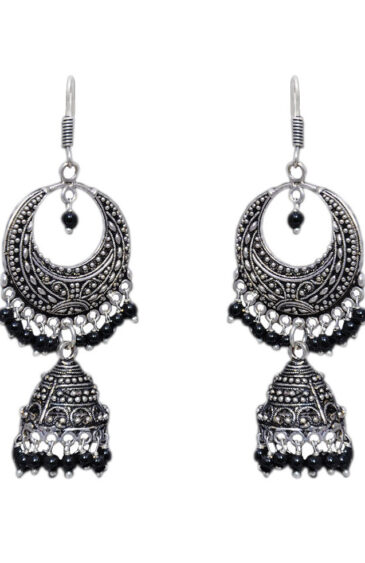 Gehna Jaipur Black Onyx Color Zircon Beads Jhumki  Earring  For Girls & Women GE03-1038