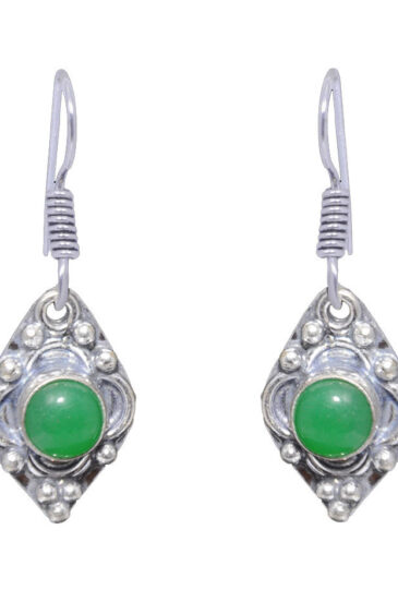 Gehna Jaipur Natural Green Onyx Stone Earrings In German Silver  For Girls & Women GE01-1040