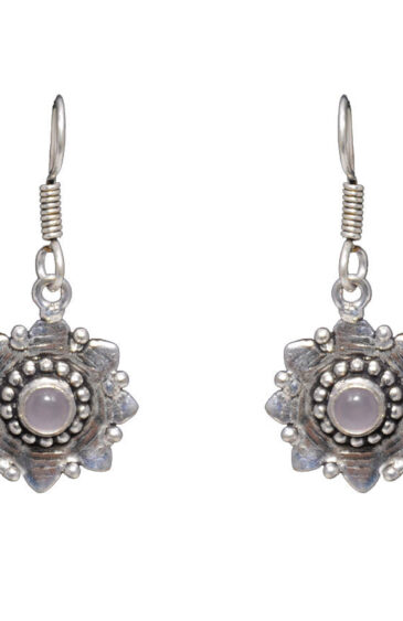 Gehna Jaipur Rose Quartz Color Stone Earrings In German Silver  For Girls & Women GE01-1041