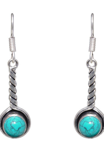 Gehna Jaipur Turquoise Color Stone Studded Earrings In German Silver  For Girls & Women GE01-1043