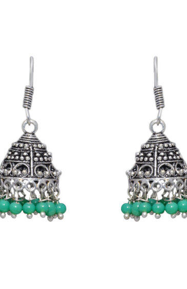 Gehna Jaipur Green Onyx Color Zircon Beads Jhumki  Earring For Girls & Women GE03-1045