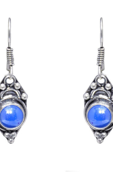 Gehna Jaipur Dumortierite Color Stone Earrings In German Silver  For Girls & Women GE01-1047