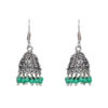 Gehna Jaipur Emerald Color Zircon Beads Jhumki  Earring In Silver For Girls & Women GE03-1047