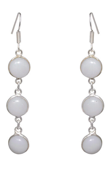 Gehna Jaipur White Moonstone Earrings In German Silver For Girls & Women GE01-1049