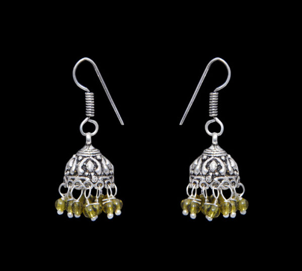 Gehna Jaipur Peridot Color Zircon Beads Jhumki  Earring In Silver For Girls & Women GE03-1049 - Image 5