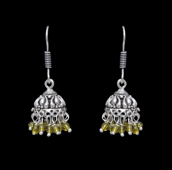Gehna Jaipur Peridot Color Zircon Beads Jhumki  Earring In Silver For Girls & Women GE03-1049 - Image 4