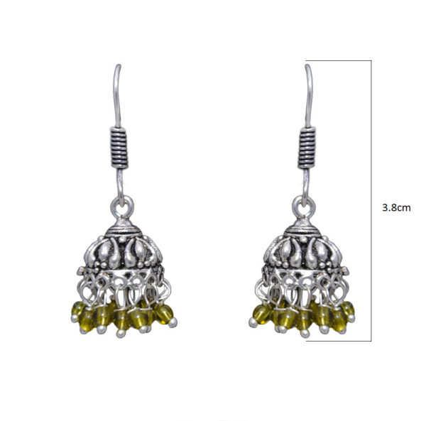 Gehna Jaipur Peridot Color Zircon Beads Jhumki  Earring In Silver For Girls & Women GE03-1049 - Image 3